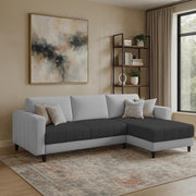Oslo 4 Seater RHS L Shape Sofa Set for Living Room (Black Grey Fabric) Premium Fabric Sofa Set for Living Room
