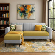 Casaliving Moris RHS 4 Seater L Shape Sofa Set for Living Room (Black) Premium Fabric Sofa Set for Living Room