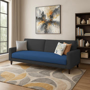 Kaven 3 Seater Sofa Set for Living Room (Blue Black Colour Fabric) Premium Fabric Sofa