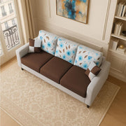 Rolando 3 Seater Sofa Set for Living Room (Brown Grey Colour) Premium Fabric Sofa Set