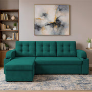 Grance LHS 4 Seater Corner Sofa Cum Bed for Living Room (Black Fabric) Premium Fabric Sofa