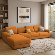 Orion LHS 6 Seater L Shape Sofa Set for Living Room (Orange Colour) Premium Fabric Sofa