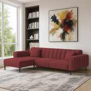 Damian LHS 4 Seater L Shape Sofa Set for Living Room (Maroon Colour Fabric) Premium Fabric Sofa Set for Living Room