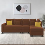 Inclair RHS 6 Seater L Shape Sofa Set for Living Room (Brown Fabric) Premium Fabric Sofa