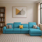 Orion RHS 6 Seater L Shape Sofa Set for Living Room (Turquise Colour) Premium Fabric Sofa