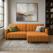 Netlie 4 Seater RHS L Shape Sofa Set for Living Room (Orange Fabric) Premium Fabric Sofa Set for Living Room