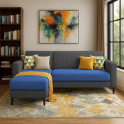 Casaliving Moris RHS 4 Seater L Shape Sofa Set for Living Room (Black) Premium Fabric Sofa Set for Living Room