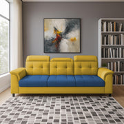 Kaven 3 Seater Sofa Set for Living Room (Yellow Grey Colour Fabric) Premium Fabric Sofa