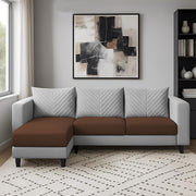 Mikasa 4 Seater LHS L Shape Sofa Set for Living Room (Brown Grey Fabric) Premium Fabric Sofa Set for Living Room