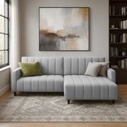 Netlie 4 Seater RHS L Shape Sofa Set for Living Room (Grey Fabric) Premium Fabric Sofa Set for Living Room