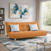 Drantly 3 Seater Sofa Cum Bed for Living Room (Orange Fabric Color) Premium Suede Velvet Fabric Sofa Cum Bed for Living Room