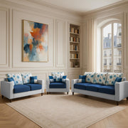 Casaliving Rolando 3 + 2 + 1 Seater Sofa Set for Living Room (Blue Grey Colour Fabric) Premium Fabric Sofa Set