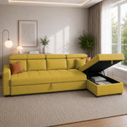 Casaliving Gagnon LHS 4 Seater L Shape Corner Sofa Cum Bed for Living Room with Storage (Black Fabric) Premium Fabric Sofa Cum Bed