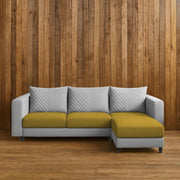Mikasa 4 Seater RHS L Shape Sofa Set for Living Room (Yellow Grey Fabric) Premium Fabric Sofa Set for Living Room