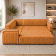 Casaliving Rion 6 Seater L Shape Corner Sofa Cum Bed for Living Room (Black Fabric) Premium Fabric Sofa Cum Bed