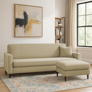 Valkyrie 4 Seater L Shape Convertible Sofa Set for Living Room, 3 Seater & Ottoman Modular Sectional Couch for Small Space (Cream Colour) Fabric