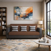 Kaven 3 Seater Sofa Set for Living Room (Yellow Grey Colour Fabric) Premium Fabric Sofa