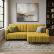 Netlie 4 Seater RHS L Shape Sofa Set for Living Room (Yellow Fabric) Premium Fabric Sofa Set for Living Room