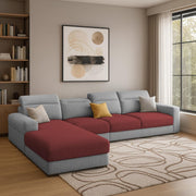 Orion LHS 6 Seater L Shape Sofa Set for Living Room (Maroon Grey Colour) Premium Fabric Sofa