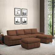 Rone 6 Seater L-Shaped & U-Shaped Sofas Set for Living Room – (Brown Colour Fabric) Premium Comfort Sofa