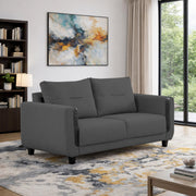 Casaliving Viskafors Upholstered 3 Seater Sofa Set for Living Room (Black Colour Fabric) Premium Fabric Sofa