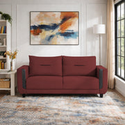 Casaliving Viskafors Upholstered 3 Seater Sofa Set for Living Room (Black Colour Fabric) Premium Fabric Sofa