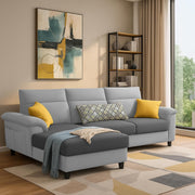 Casaliving Seams LHS 4 Seater L Shape Sofa for Living Room (Black Fabric) Premium Fabric Sofa