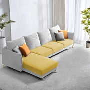 Casaliving Stanly LHS 6 Seater L Shape Sofa Set for Living Room (Black Fabric)