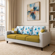 Rolando 3 Seater Sofa Set for Living Room (Yellow Grey Colour) Premium Fabric Sofa Set