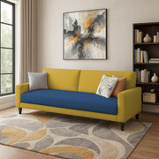 Kaven 3 Seater Sofa Set for Living Room (Yellow Grey Colour Fabric) Premium Fabric Sofa