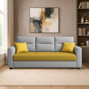 Evona 3 Seater Sofa Set for Living Room (Yellow Grey Colour Fabric) Premium Fabric Sofa