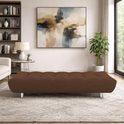 Drantly 3 Seater Sofa Cum Bed for Living Room (Brown Fabric Color) Premium Suede Velvet Fabric Sofa Cum Bed for Living Room