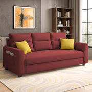 Evona 3 Seater Sofa Set for Living Room (Maroon Colour Fabric) Premium Fabric Sofa