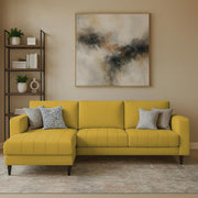 Oslo 4 Seater LHS L Shape Sofa Set for Living Room (Yellow Fabric) Premium Fabric Sofa Set for Living Room