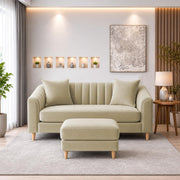 Casaliving Doraldo 2 Seater with Ottoman Sofa Set for Living Room (Black Colour) Premium Fabric Sofa Set