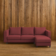 Mikasa 4 Seater RHS L Shape Sofa Set for Living Room (Maroon Fabric) Premium Fabric Sofa Set for Living Room
