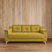 Julio 3 Seater Sofa Set for Living Room (Yellow Colour Fabric) Premium Fabric Sofa