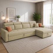 Casaliving Gagnon LHS 4 Seater L Shape Corner Sofa Cum Bed for Living Room with Storage (Black Fabric) Premium Fabric Sofa Cum Bed