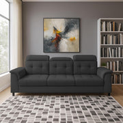Casaliving Amara 3 Seater Sofa Set for Living Room (Black Pine Colour Fabric) Premium Fabric Sofa