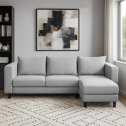 Mikasa 4 Seater RHS L Shape Sofa Set for Living Room (Grey Fabric) Premium Fabric Sofa Set for Living Room