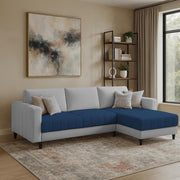 Oslo 4 Seater RHS L Shape Sofa Set for Living Room (Blue Grey Fabric) Premium Fabric Sofa Set for Living Room