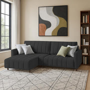 Netlie 4 Seater LHS L Shape Sofa Set for Living Room (Black Fabric) Premium Fabric Sofa Set for Living Room