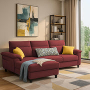 Casaliving Seams LHS 4 Seater L Shape Sofa for Living Room (Black Fabric) Premium Fabric Sofa