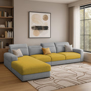 Orion LHS 6 Seater L Shape Sofa Set for Living Room (Yellow Grey Colour) Premium Fabric Sofa