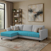 Oslo 4 Seater LHS L Shape Sofa Set for Living Room (Turquise Grey Fabric) Premium Fabric Sofa Set for Living Room