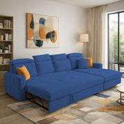 Gagnon LHS 6 Seater L Shape Corner Sofa Cum Bed for Living Room (Yellow Fabric) Premium Fabric Sofa