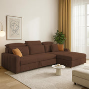 Gagnon LHS 6 Seater L Shape Corner Sofa Cum Bed for Living Room (Yellow Fabric) Premium Fabric Sofa