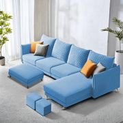 Casaliving Stanly LHS 6 Seater L Shape Sofa Set for Living Room (Black Fabric)