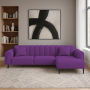 Damian RHS 4 Seater L Shape Sofa Set for Living Room (Purple Colour Fabric) Premium Fabric Sofa Set for Living Room
