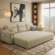 Alicia 3 Seater Sofa Cum Bed for Living Room (Cream Fabric) Premium Fabric Sofa